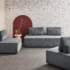 Sofá modular em veludo canelado, 4 lugares