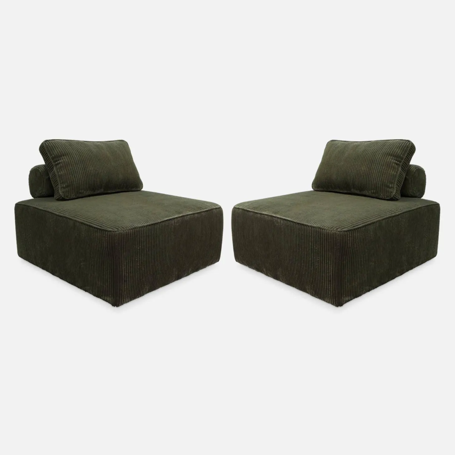 Sofá modular em veludo canelado, 2 lugares