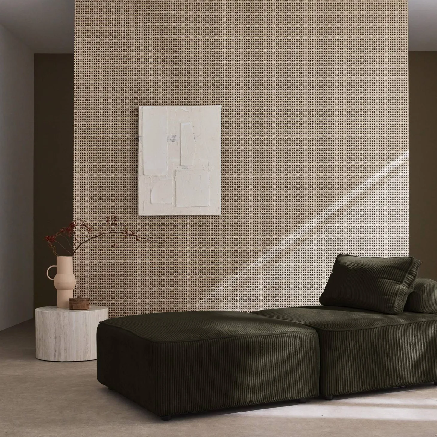 Sofá modular em veludo canelado, 2 lugares