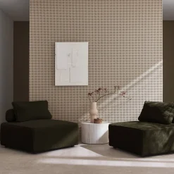 Sofá modular em veludo canelado, 2 lugares