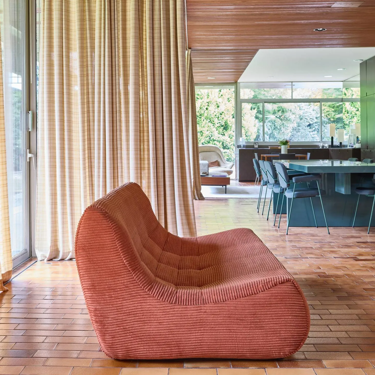 Sofá modular em veludo canelado, 3 lugares