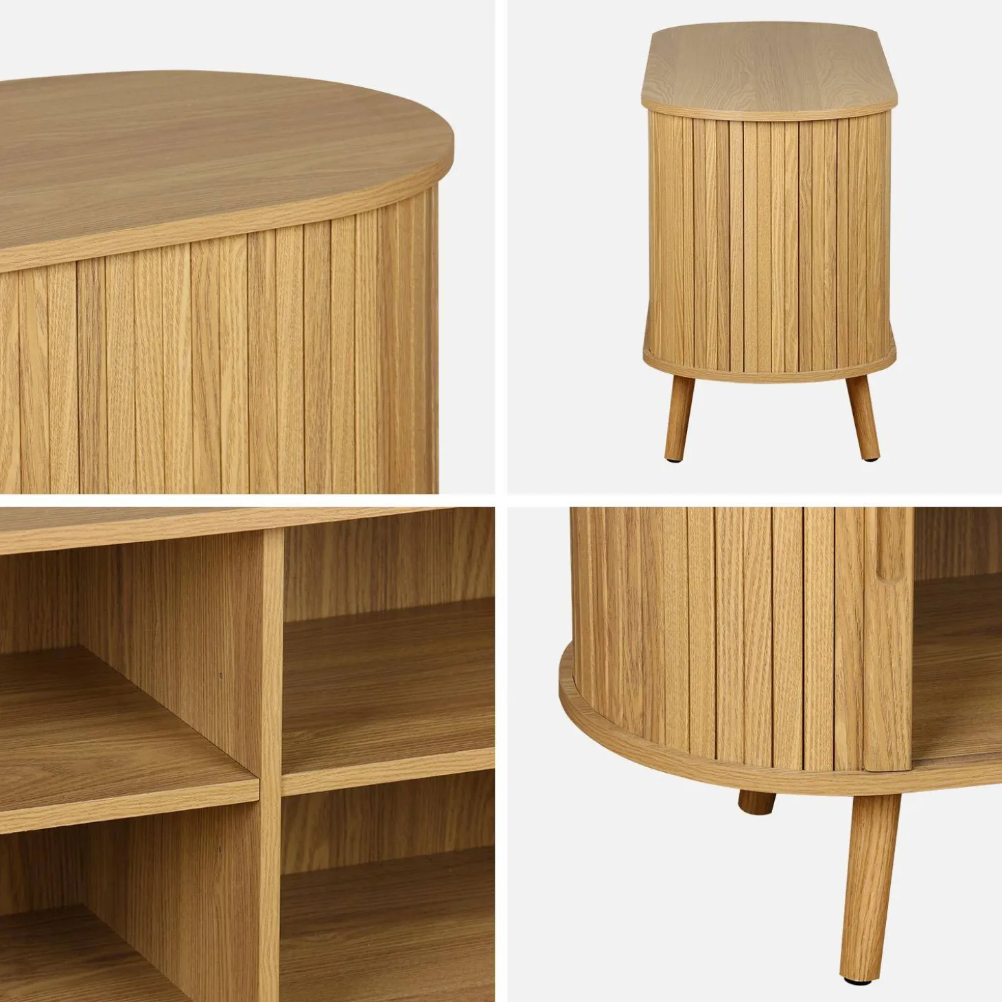Suporte de TV escandinavo com portas ranhuradas, 120cm