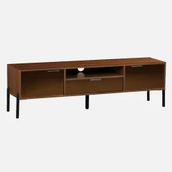 Suporte de TV vintage com efeito de madeira de nogueira 151,5cm