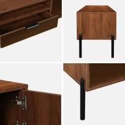 Suporte de TV vintage com efeito de madeira de nogueira 151,5cm