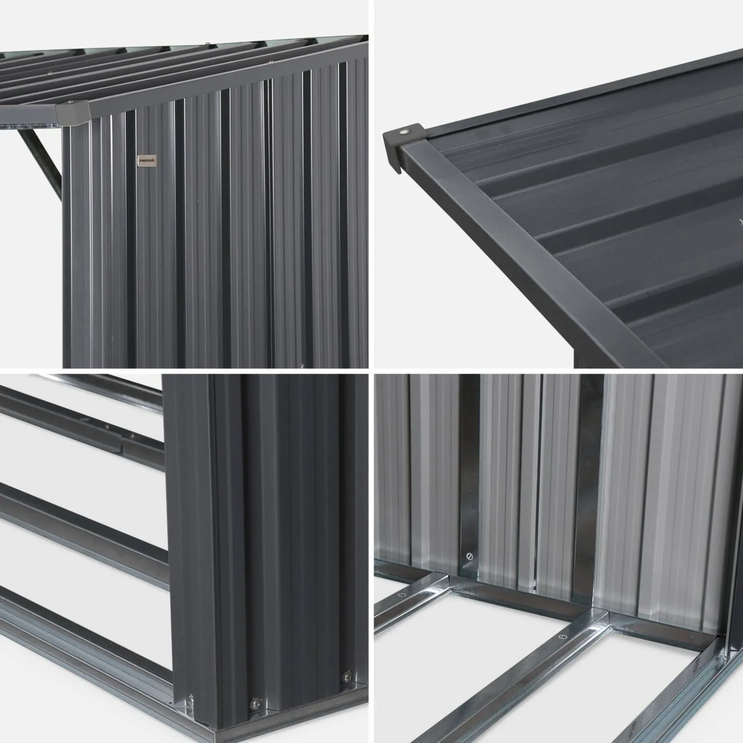Suporte para lenha em aço galvanizado, set de 2