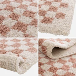 Tapete com padrão xadrez desgrenhado em rosa antigo e creme