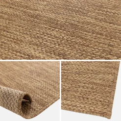 Tapete de efeito juta para interior/exterior em caramelo