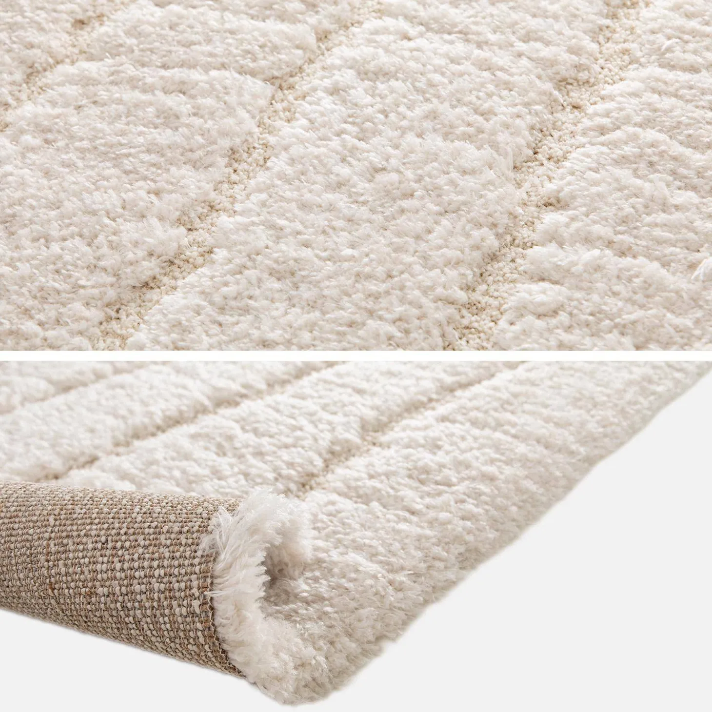 Tapete de interior com padrão linear creme