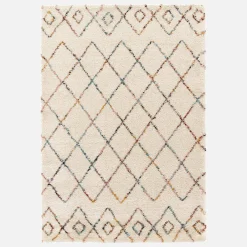 Tapete felpudo, estilo berbere, creme e multicolorido