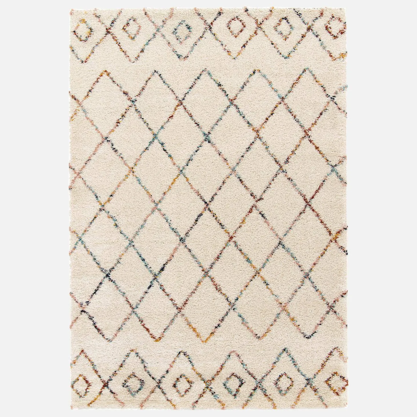 Tapete felpudo, estilo berbere, creme e multicolorido