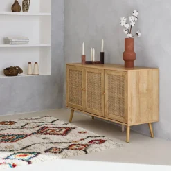 Tapete felpudo, estilo berbere, creme e multicolorido