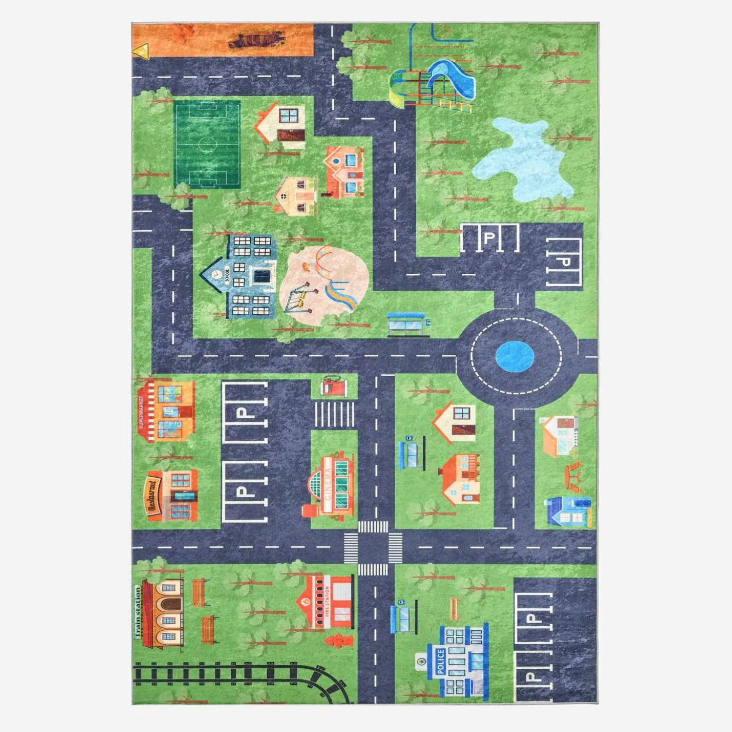 Tapete infantil com estampado de mini cidade para interior