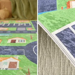 Tapete infantil com estampado de mini cidade para interior