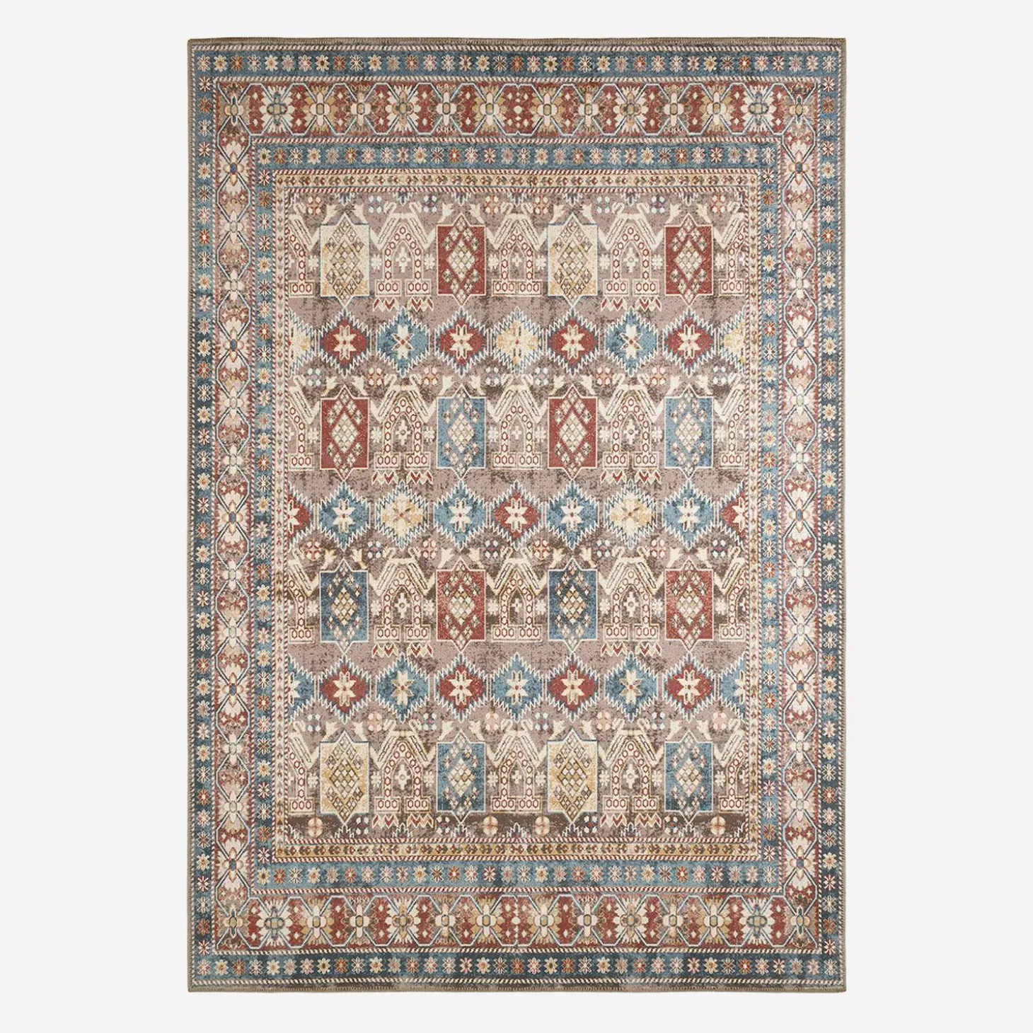 Tapete interior com padrão oriental multicolorido