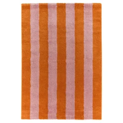 Tapete interior com riscas laranja e rosa