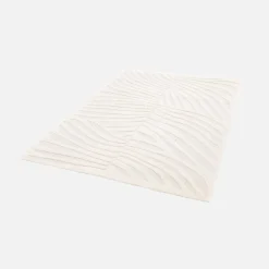 Tapete interior padrão em relevo vegetal creme