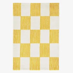 Tapete interior quadriculado amarelo e branco