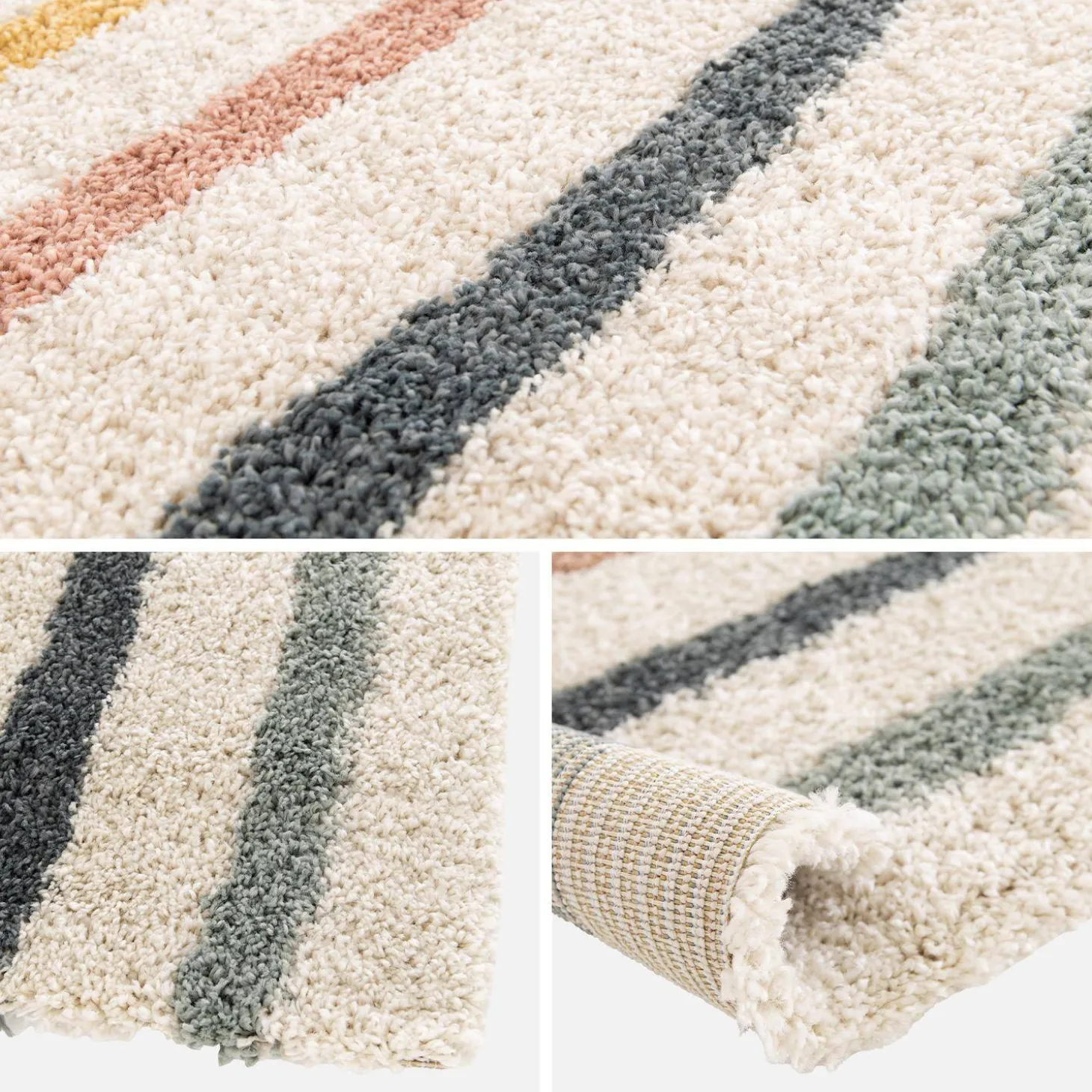 Tapete para criança com arco-íris,creme e multicolorido
