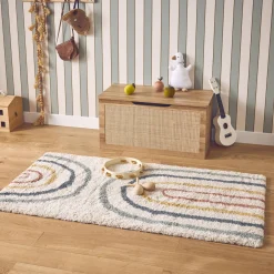 Tapete para criança com arco-íris,creme e multicolorido