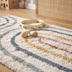Tapete para criança com arco-íris,creme e multicolorido
