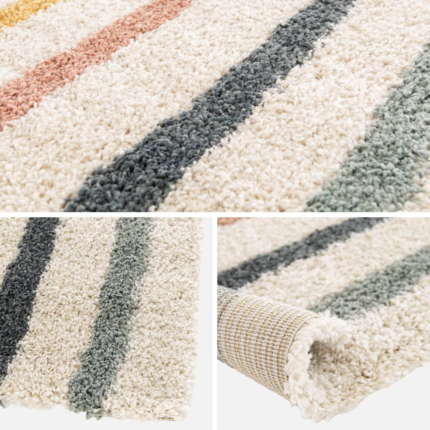 Tapete para criança com arco-íris,creme e multicolorido