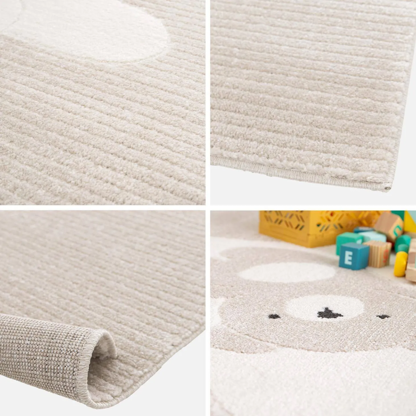 Tapete para crianças bege / creme, tapete para ursinhos de peluche