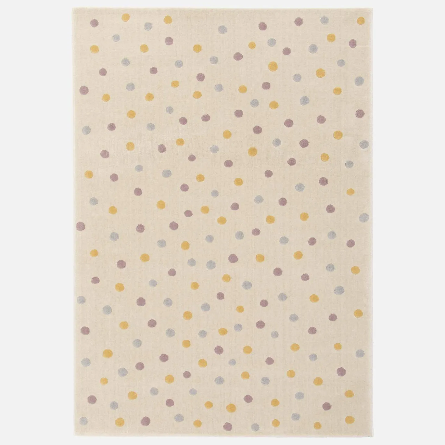 Tapete para crianças com bolinhas grandes, tapete de interior creme, azul, amarelo, roxo 120 x 170cm