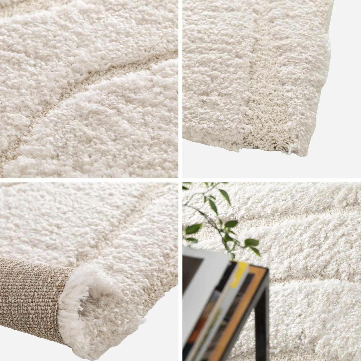 Tappy interior shaggy padrão com relevo creme