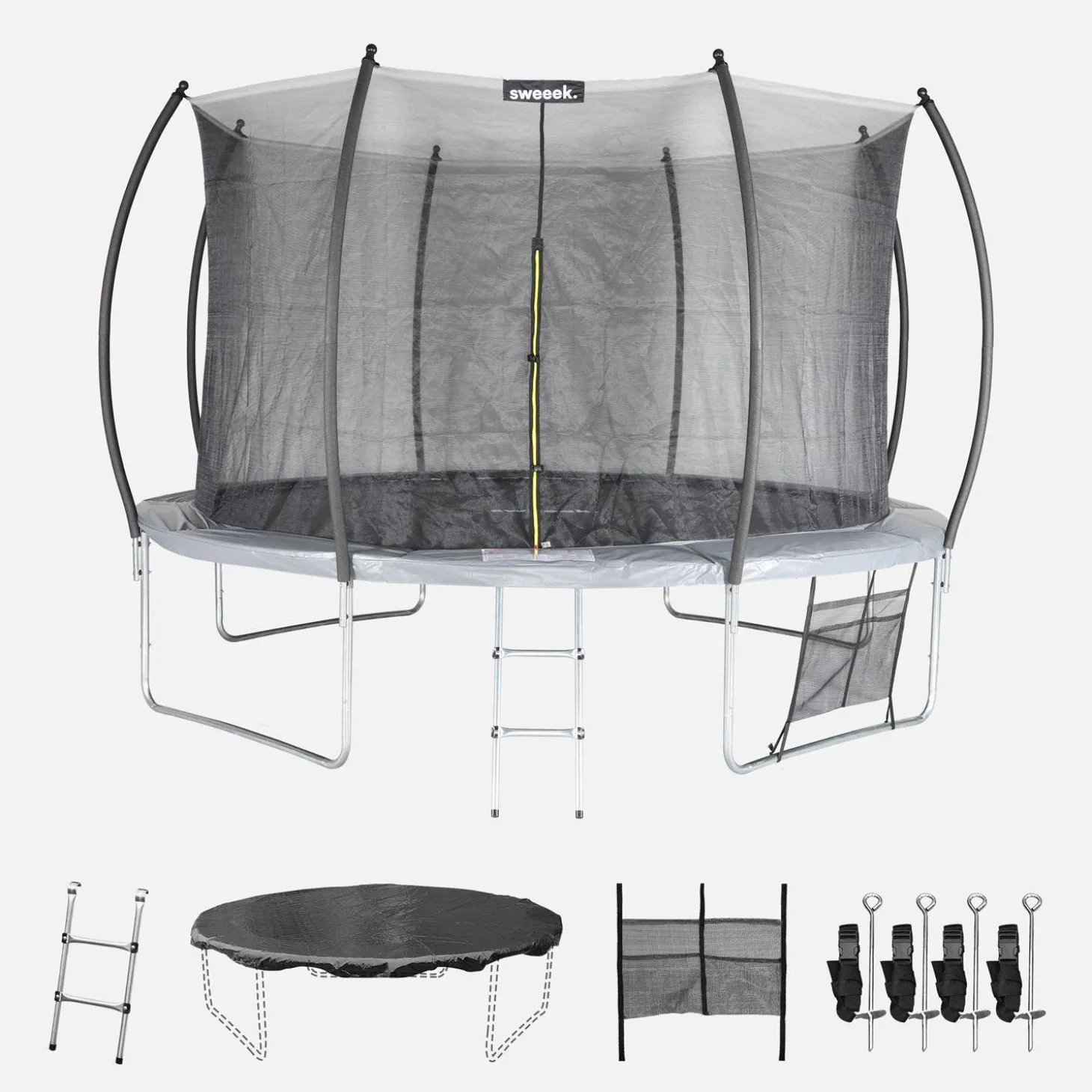 Trampolim 370cm com rede interna e kit de acessórios